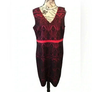 Merona Size 14 Red and Black Lace A-Line Whimsical Pin Up Dress Sleeveless